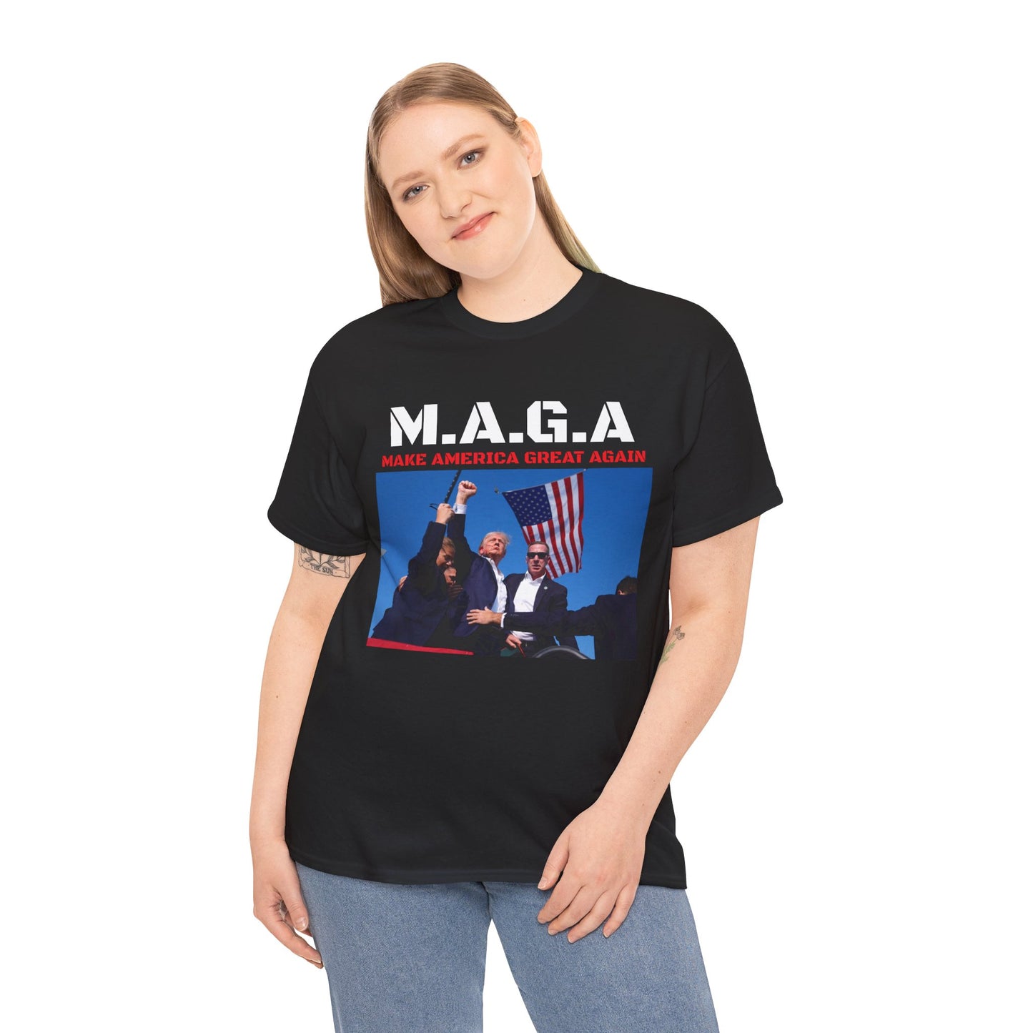 Trump 2024 - Make America Great Again (Shot Explicit Version) Unisex Heavy Cotton Tee