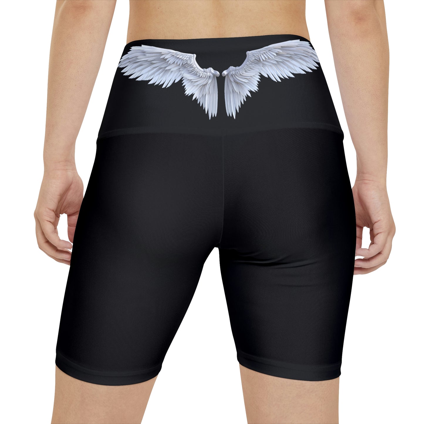 Women's Athletic Shorts with White Wings Graphics